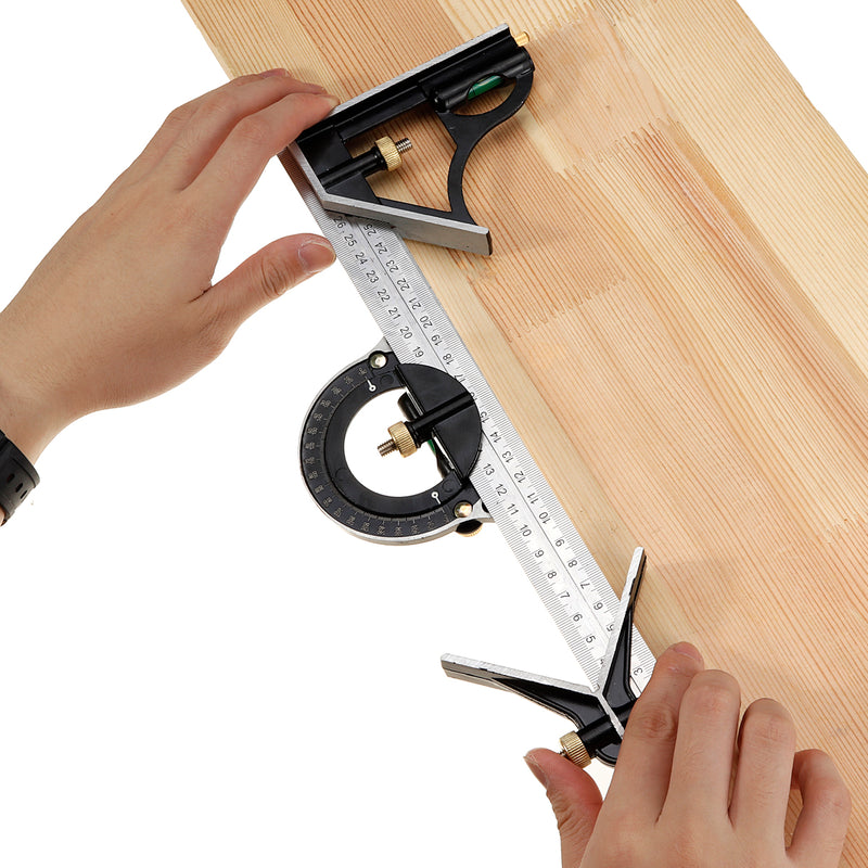 12" 300mm Combination Square Protractor Level Measure Measuring Angle Ruler Set