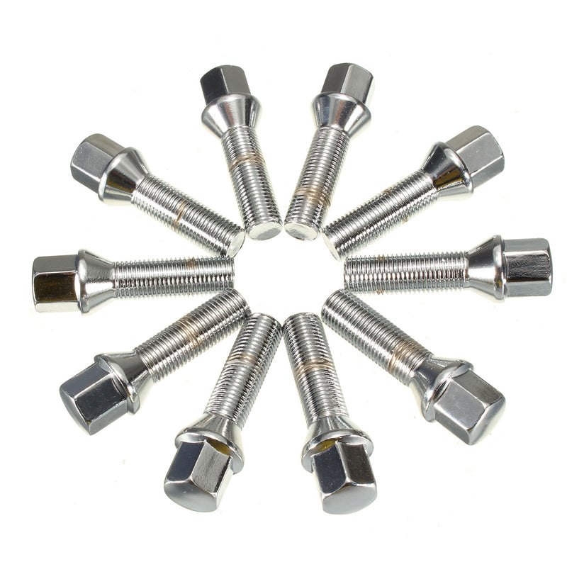 10pcs M14 x 1.5 40mm Steel Wheel Bolts Screw For Vehicle Audi A3 A4 S3 A6 VW Golf Seat 19mm Hex
