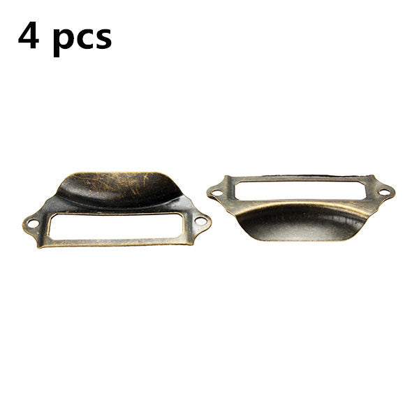 4 pcs Drawer Handle Door Tag Label Holder Metal Label Pull Frame Handle Antique Cabinet Drawer