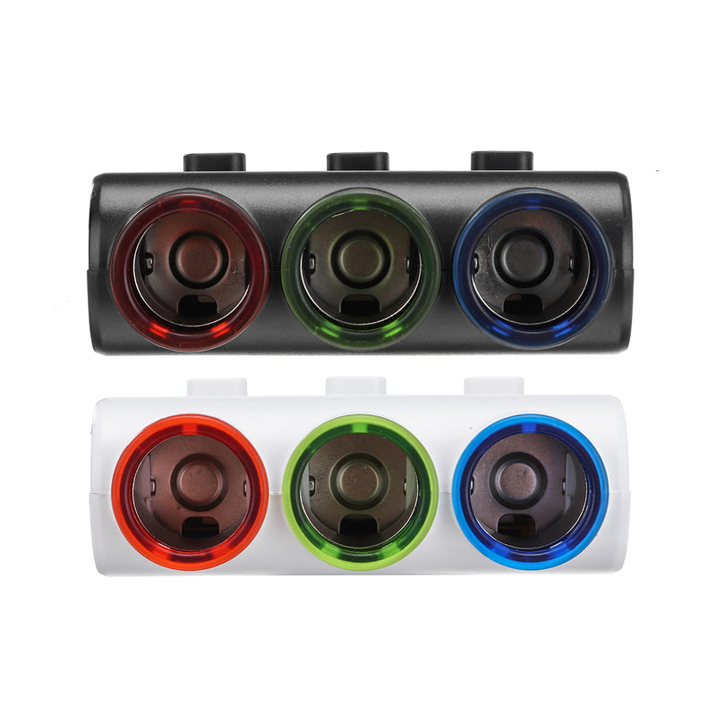12-24V 3 In 1 Car Lighter Socket 2-Port USB Charger Adapter With Switch