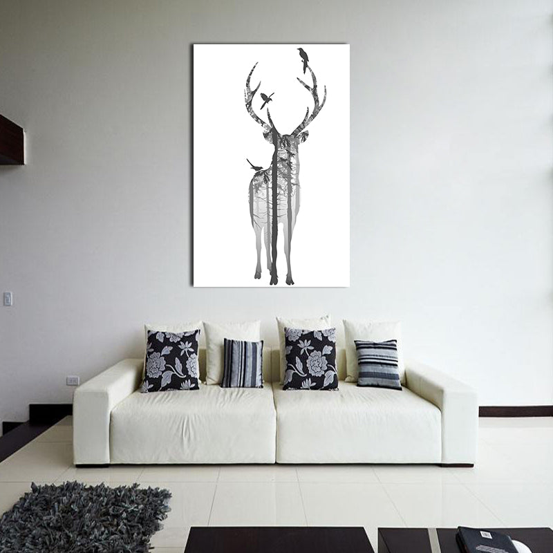 Miico Hand Painted Oil Paintings Simple Style Deer Family B Wall Art For Home Decoration Painting