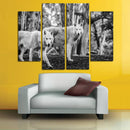 Miico Hand Painted Four Combination Decorative Paintings Double W-olves Wall Art For Home Decoration
