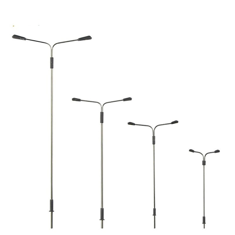 20PCS 3V Model Railway Layout Train LED Lamp Street Light Double Head HO N Scale 1:75 1:100 1:200