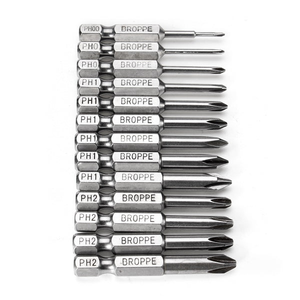 Broppe 13pcs 50mm Magnetic Long Hex Shank Cross Head Screwdriver Bits