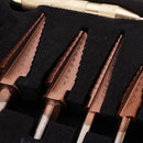 Drillpro 6Pcs HSS Bronze Coated Step Drill Bit With Center Punch Drill Set Hole Cutter Drilling Tool