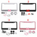 Bling Rhinestone Car License Plate Stainless Steel Frame For US/CA