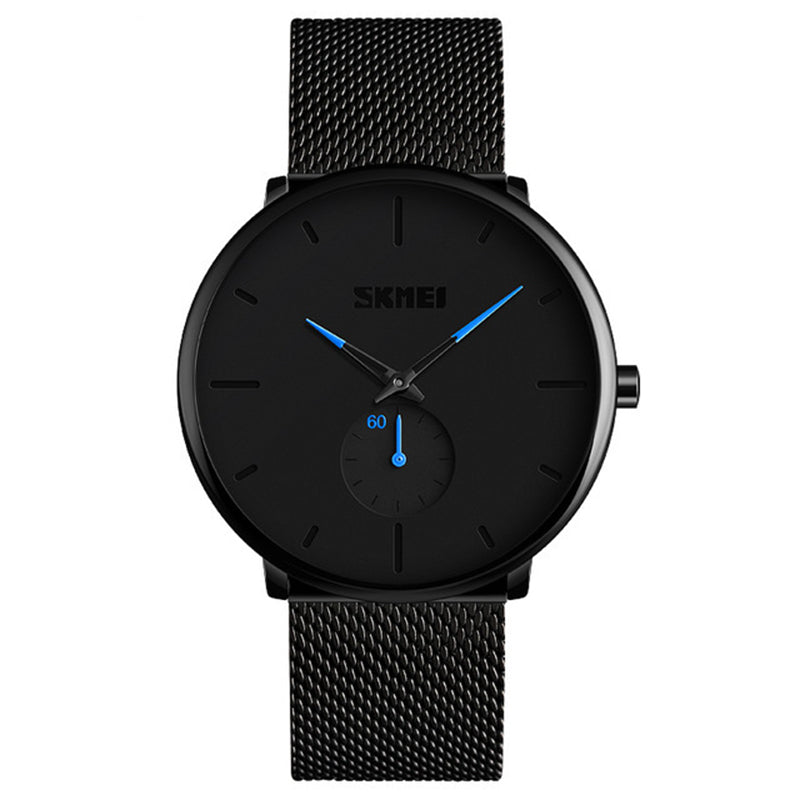 SKMEI 9185 Ultra Thin Simple Casual Style Men Wrist Watch Mesh Stainless Steel Strap Quartz Watch