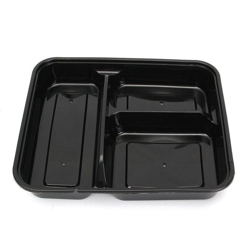 20Pcs Plastic Meal Prep Storage Container Lunch Food Box 3 Compartments Microwave Safe