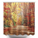 71''x71'' Autumn Leaves Pattern Waterproof Polyester Shower Curtain Bathroom Fabric with 12 Hooks