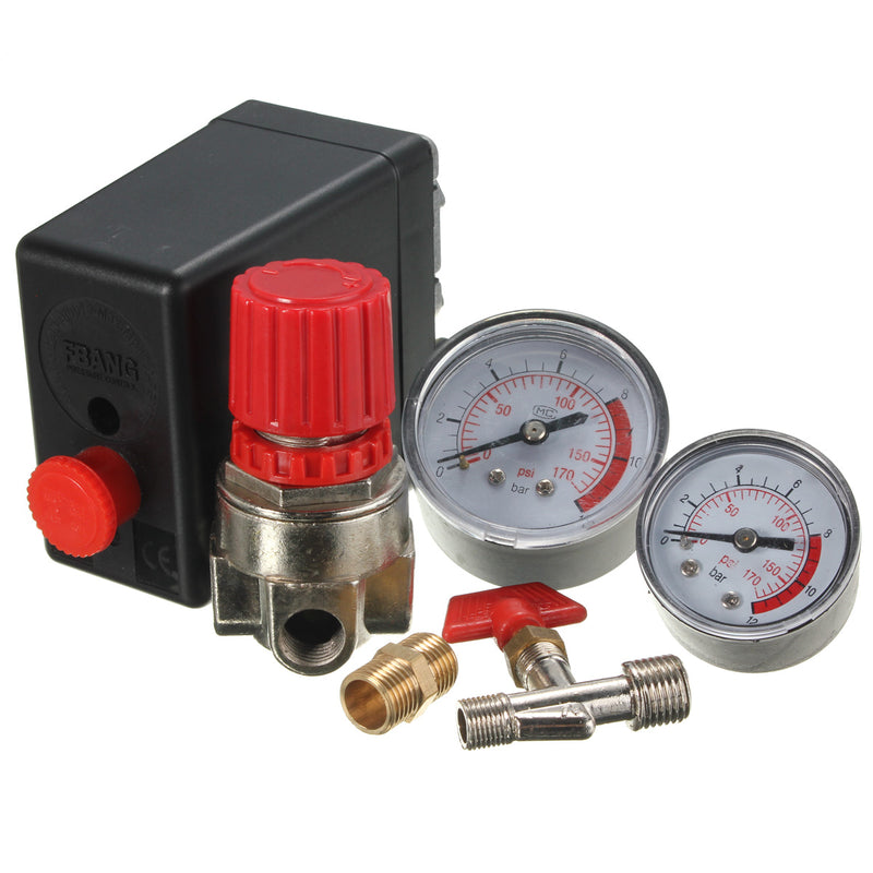 7.25-125PSI Air Compressor Pressure Switch Air Valve Manifold Compressor Regulator Gauges 240V