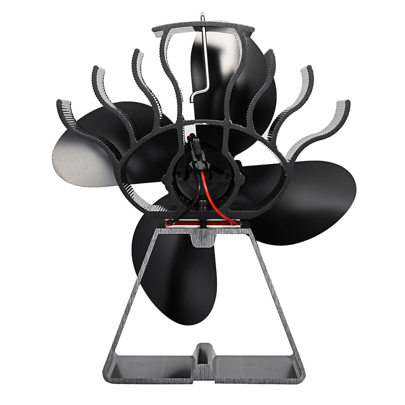 4 Blade Stove Fan Blades Heat Powered Stove Fan Eco Friendly Wood Log Burner Thermometer Fan