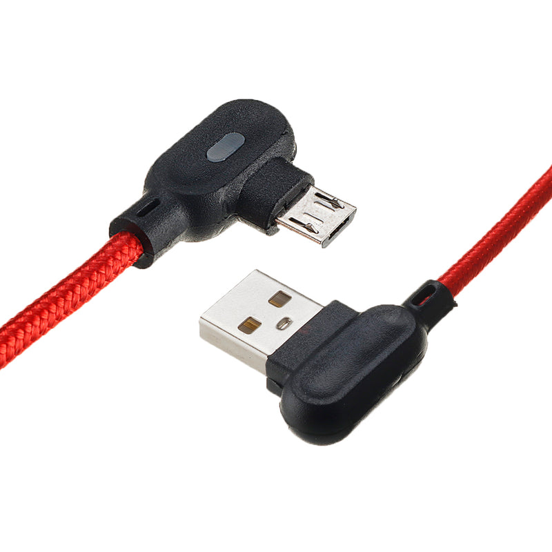 1M 90 Degree 2.4A Breathing Light Micro USB Fast Charging Data Cable For Smartphone Tablet