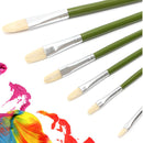 1 Set Green Rod Painting Brush 6 Pcs Paintbrush Long Handle Hair Bristle Painting Brushes Watercolor Oil Acrylic Paint Art Supplies