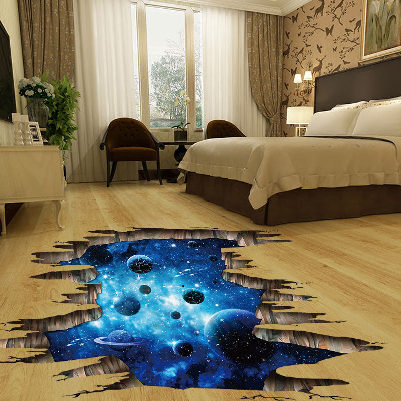 Miico Creative 3D the Milky Way Broken Wall Removable Home Room Decorative Wall Door Decor Sticker