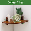 MUMAREN 1/2 Tiers Bamboo Fan Shaped Corner Bookshelf Storage Rack Wall-mounted Wooden Corner Desk Shelf