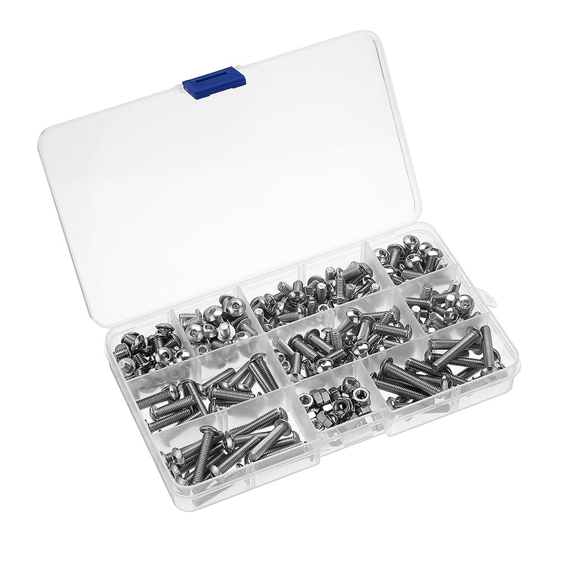 600Pcs M5 304 Stainless Steel Hex Socket Cap Head Screw Washer Nut Kit 6-30mm Optional Length