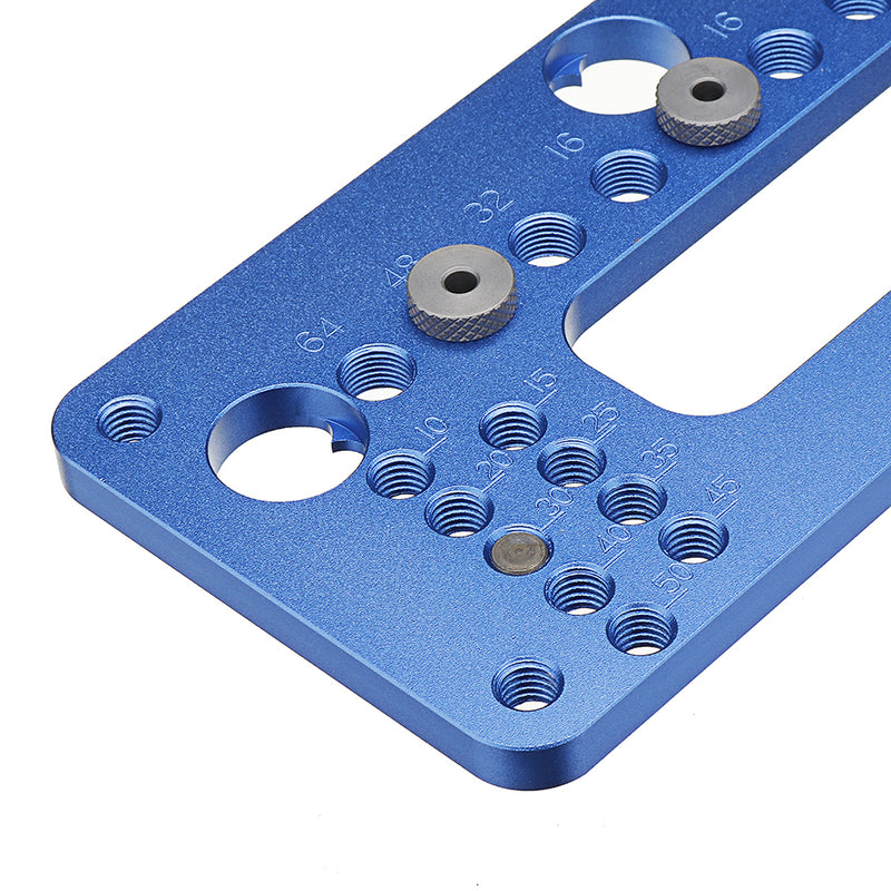 Blue Aluminum Alloy Knob and Pull Cabinet Hardware Jig Adjustable Door Drawer Handle Knob Pull Drill Template Woodworking Tool