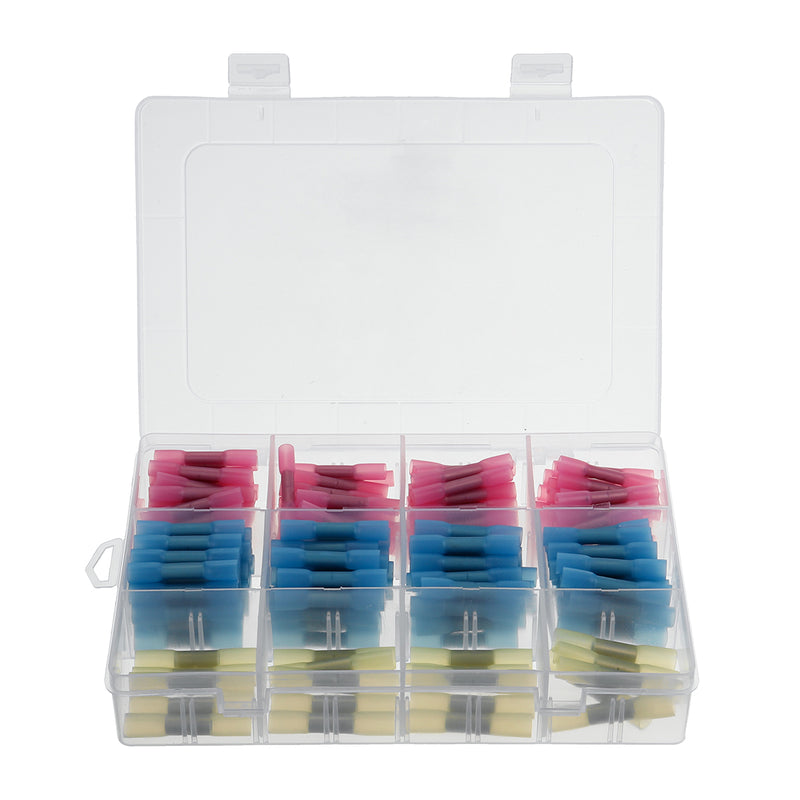 200Pcs Waterproof Terminal Block Crimping Plier Set 90X 22-16AWG+ 90X 16-14AWG+ 20X 12-10AWG Shrink Butt Cable Connector