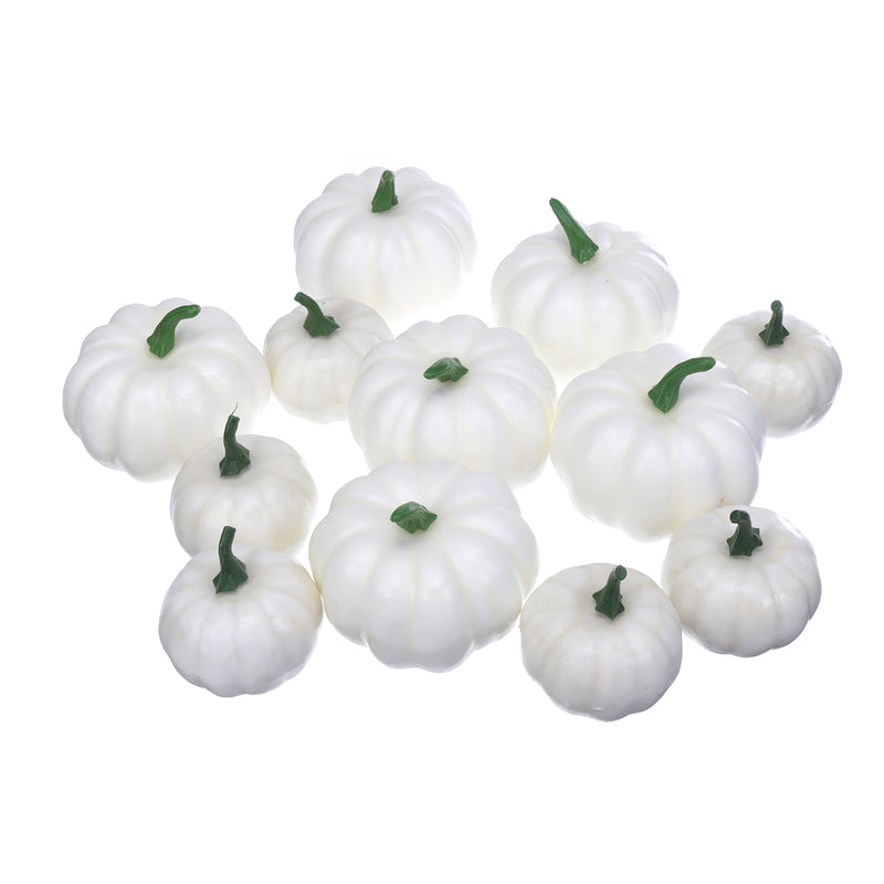 12pcs Halloween White Artificial Pumpkins Harvest Fall Thanksgiving Home Decorations