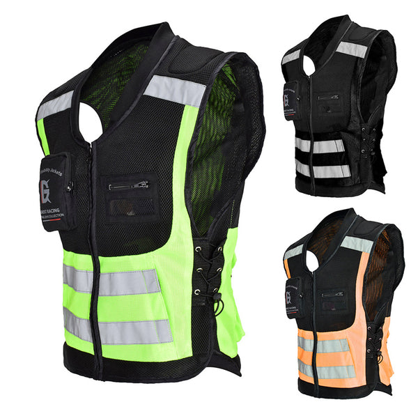 GHOST RACING Motorcycle Reflective Vest Jacket Chaqueta Ropa Moto Safety Protective Gear High Visibility Signal Cycling Clothing
