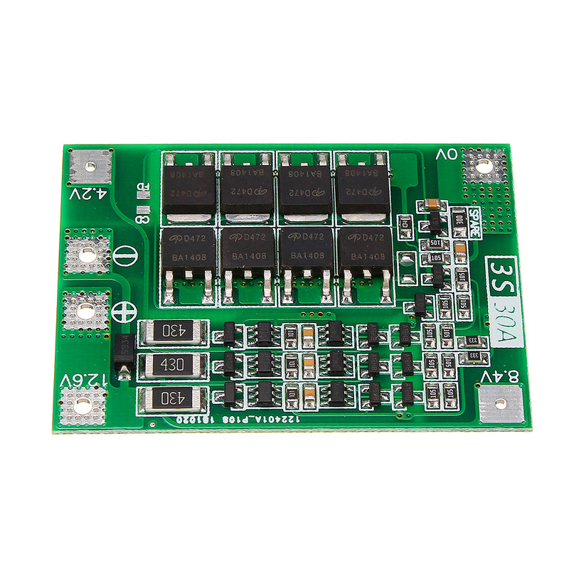 3 Series 11.1V 12.6V 18650 Lithium Battery Protection Board and Strip Equalization 30A