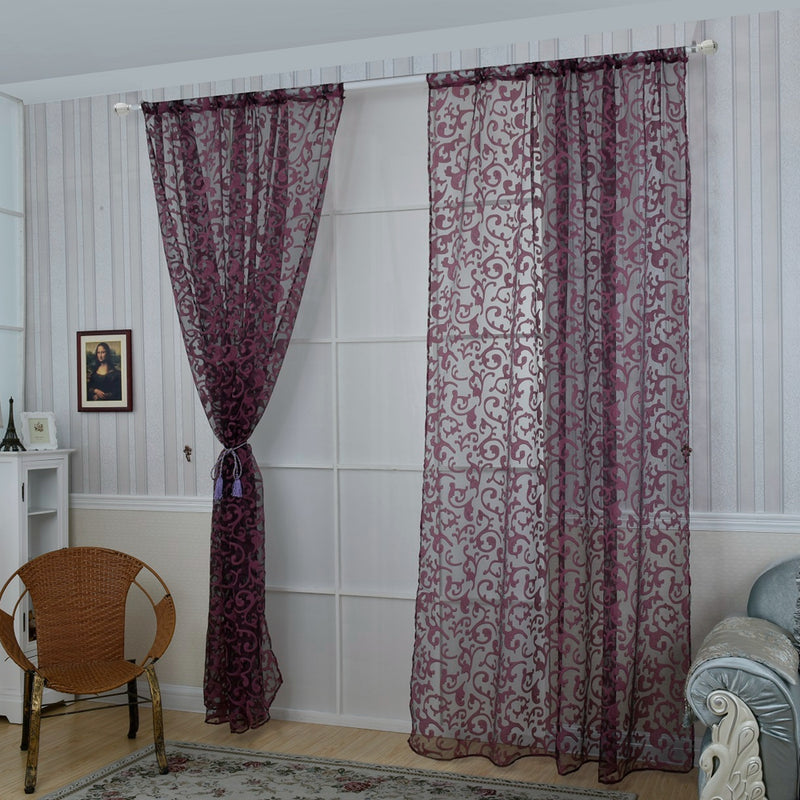 Honana WX-C9 1x2m Fashion European Style Voile Door Window Curtain Room Divider Sheer Curtain Home Decor