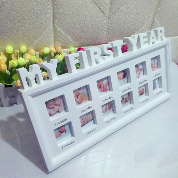 My First Year Baby Photo Frame Picture Display 12 Months Keepsake Collage Wood