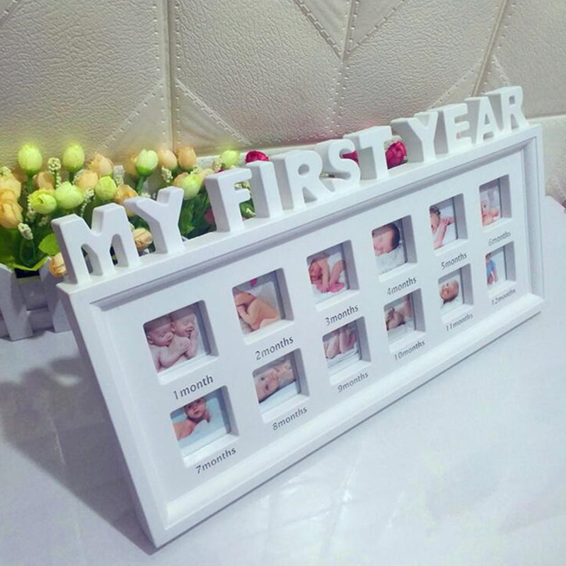My First Year Baby Photo Frame Picture Display 12 Months Keepsake Collage Wood