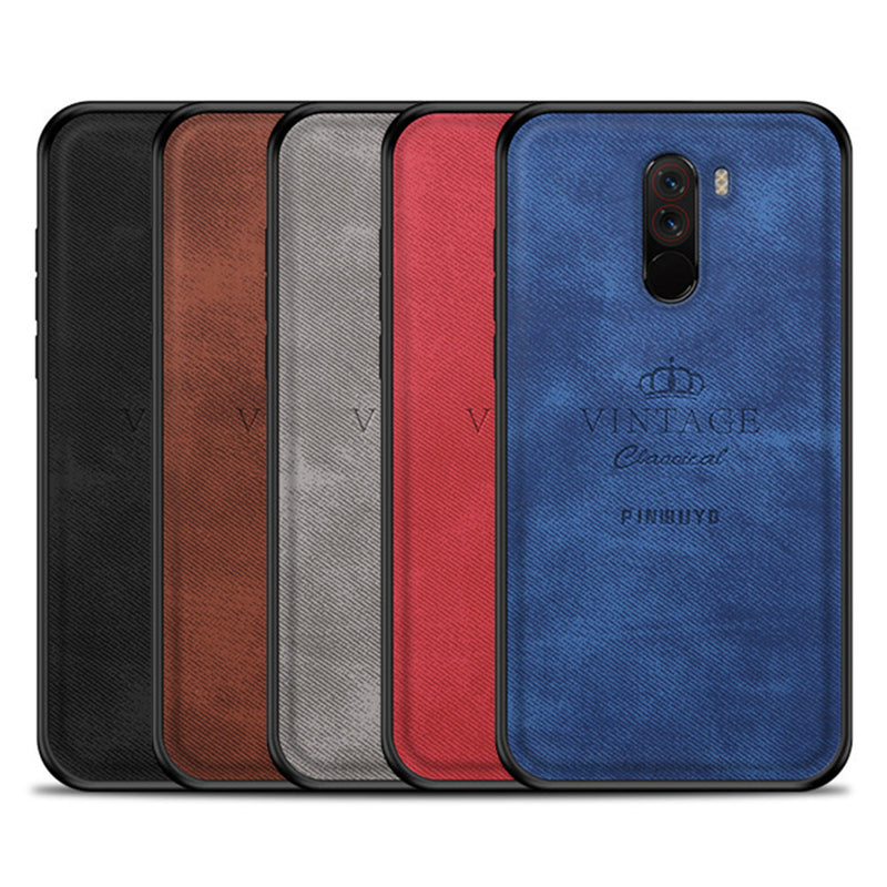 PINWUYO Fabric Splice Soft Edge Shockproof Back Cover Protective Case for Xiaomi Pocophone F1