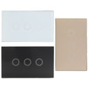 AC 110V-240V 120-type 1 Way 3 Gang Crystal Glass Remote Panel Touch LED Light Sensor Switch