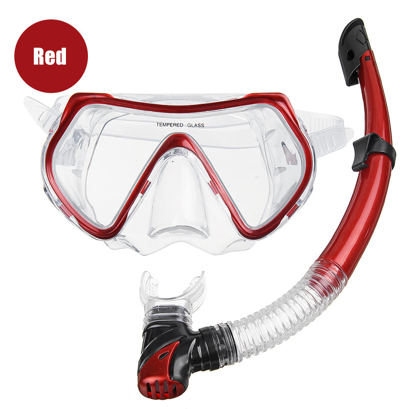 PVC Snorkel Set Snorkel Diving Mask Wide View Tempered Glass Anti-Leak Dry Top Snorkel Professional Snorkeling Set for Adult Youth
