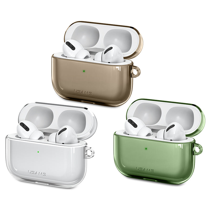 USAMS US-BH570 1.2mm Ultra-thin Translucent Shockproof TPU Earphone Storage Case with Keychain for Apple Airpods 3 Airpods Pro