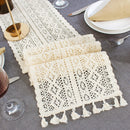 Beige Crochet Lace Table Runner Tassel Wedding Decorations Hollow Tablecloth Party Decor