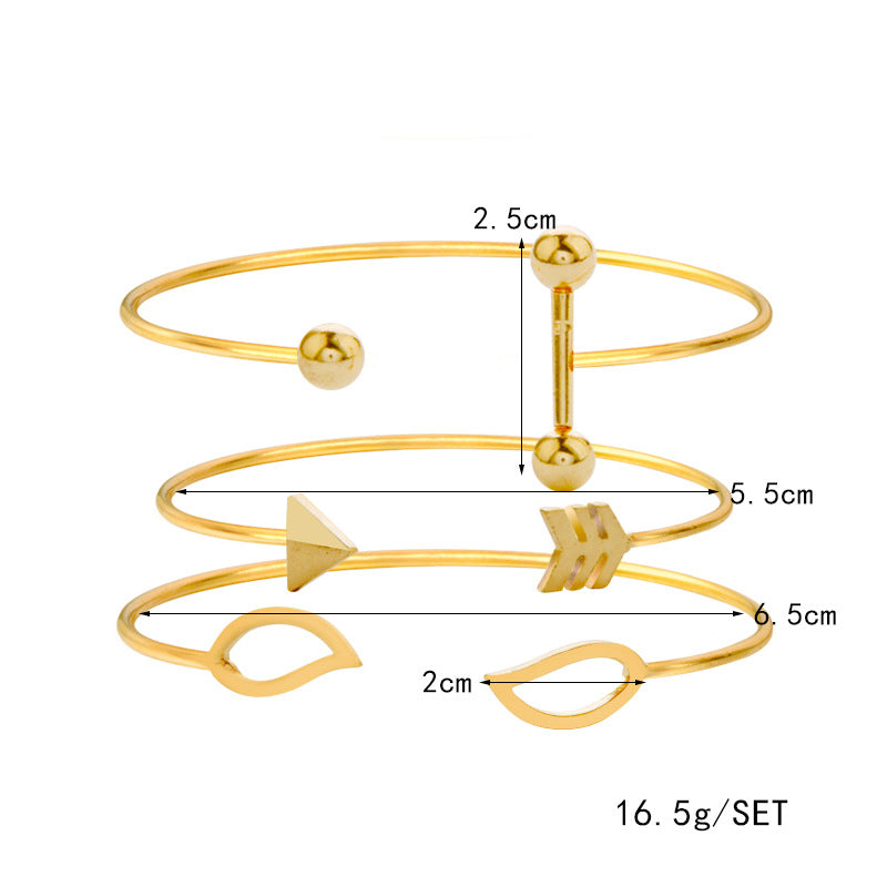 Sweet A Set Of Open Cuff Bracelet Trendy Minimalist Arrow leaves Adjustable Bracelets For Women