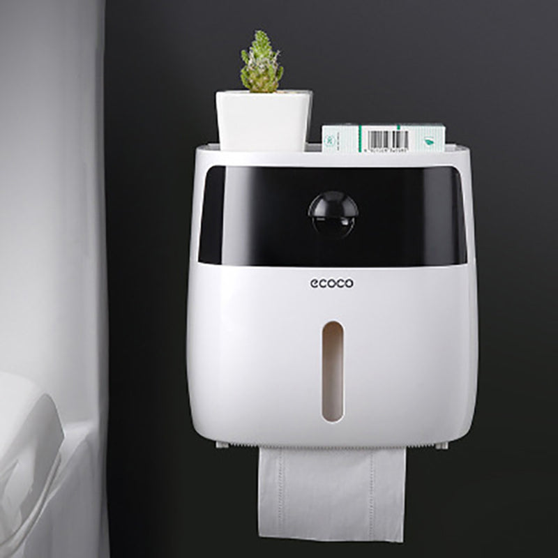 Ecoco Double Layer Toilet Paper Holder Waterproof Tissue Box Wall Mounted Toilet Roll Dispenser Portable Toilet Paper Holders
