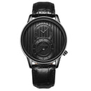 Fashion Dial Organ Stripe Two Creative Dial Leather Men Watch Classic Quartz Watch