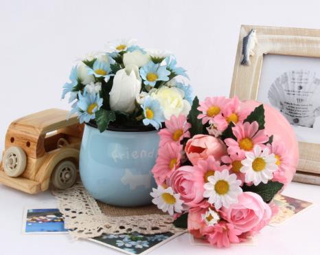 Simulation Flower Chrysanthemum Cup Pot Pottery 4 Colors Can Choose