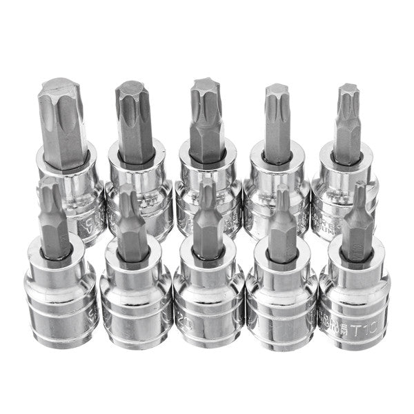 3/8 Inch Drive Socket 10pcs T10-T55 Torx Socket 9pcs H2-H10 Hex Socket Bit Set