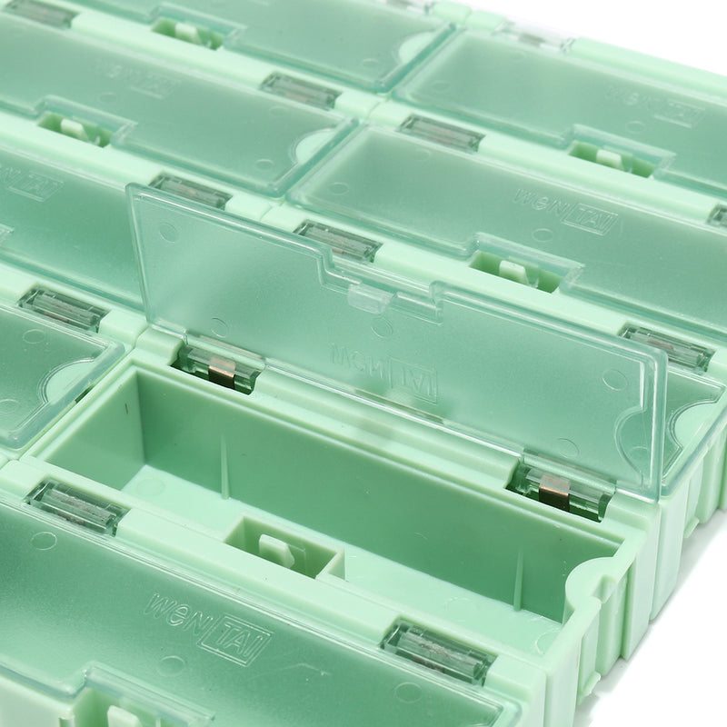10pcs SMT SMD Kit Lab Chip Components Tool Screw Storage Box Case Plastic Green