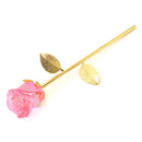 Crystal Glass Golden Roses Flower Ornament Valentine Gifts Present with Box Home Decorations