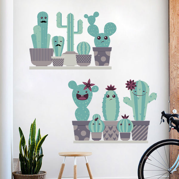Miico FX82028 Cartoon Wall Sticker Cactus Printing Sticker Glass Door Wall Decoration Stickers DIY Sticker