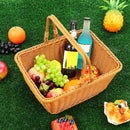 Square Woven Hand Storage Baskets Double Folding Handles Picnic Basket for Outdoor Living