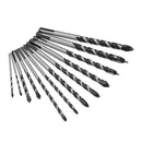 Drillpro 10pcs 1/8 1/4 5/16 3/8 1/2 Masonry Drill Bits Twist Drill Set for Tile Brick Cement Concrete
