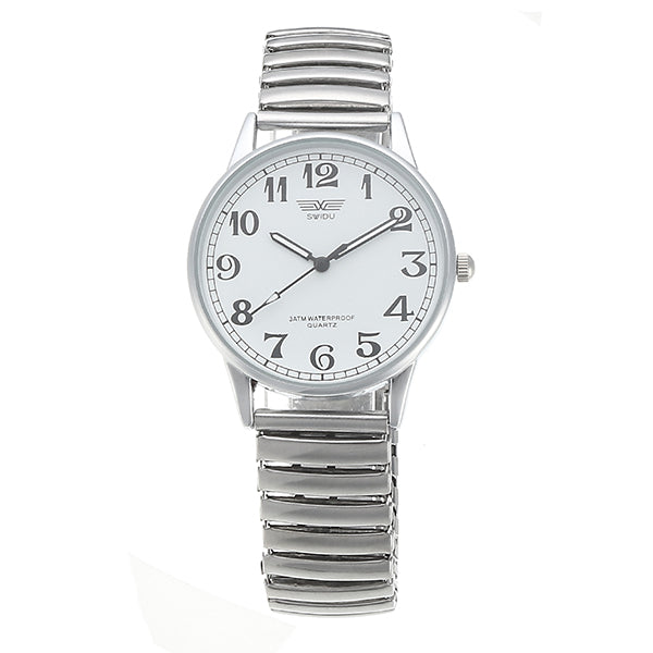 Simple Style Couples Watch Alloy Elastic Band Live Waterproof Men Women Quartz Watch