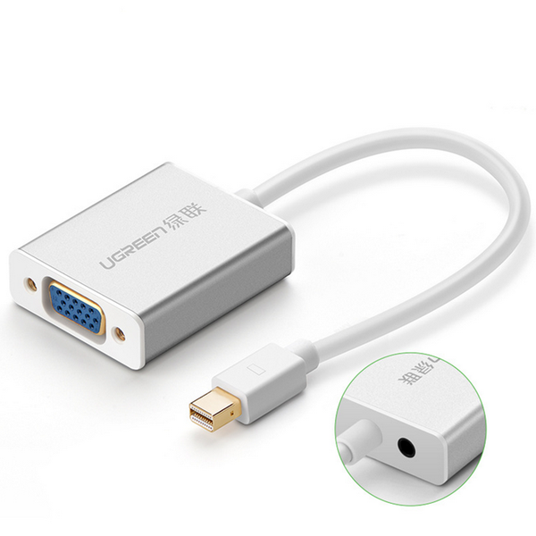 UGREEN MD107 Mini DP To VGA Cable 1080P Video Cable with 3.5 Audio Output Connector Adapter for Macbook HDTV