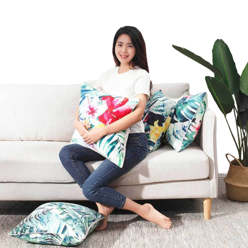 COMO LIVING Tropical Rainforest Hand-painted Pillow Cotton Cushion Flowers Floral Pillow For Sofa Chair