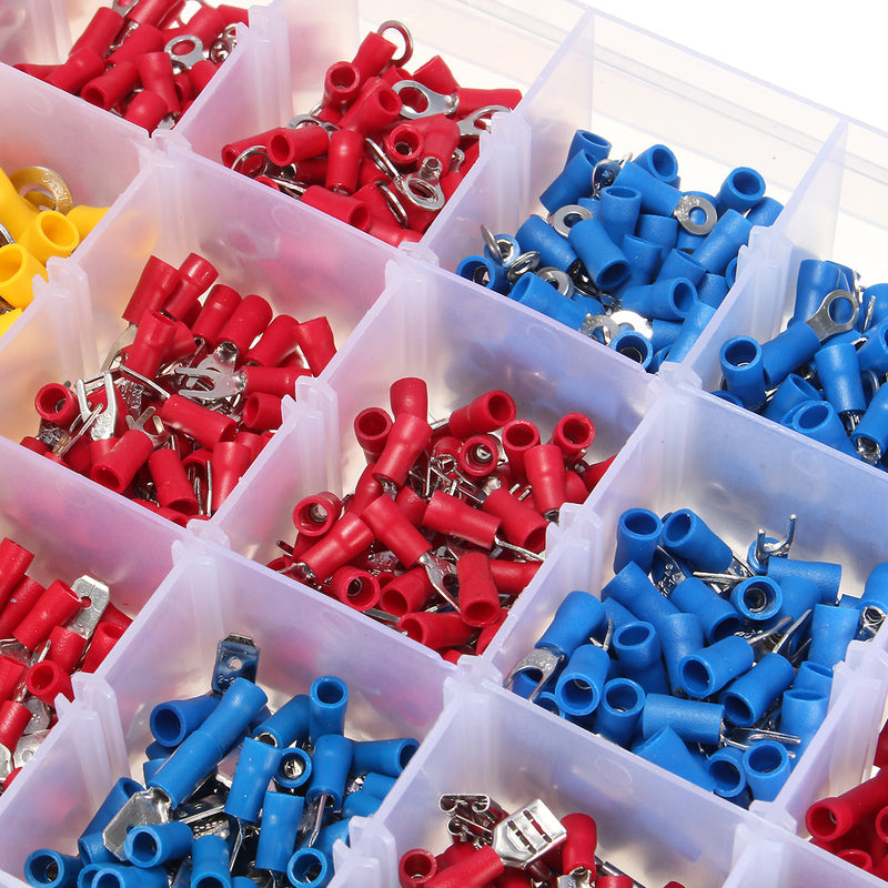 1200Pcs Assorted Insulated Electrical Wire Terminals Connectors Crimp Set