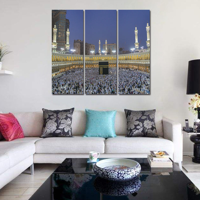 Miico Hand Painted Three Combination Decorative Paintings Islamic Religious Wall Art For Home Decoration