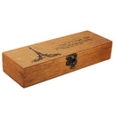 Retro Eiffel Tower Wood Wooden Pencil Pen Case Holder Stationery Storage Box