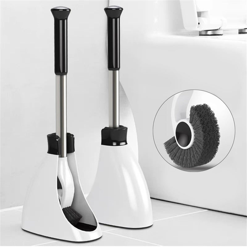 Stainless Steel Handle Toilet Brush Holder Floor-standing Cleaning Brushes Head with Magnet Base Bathroom Accessories Set